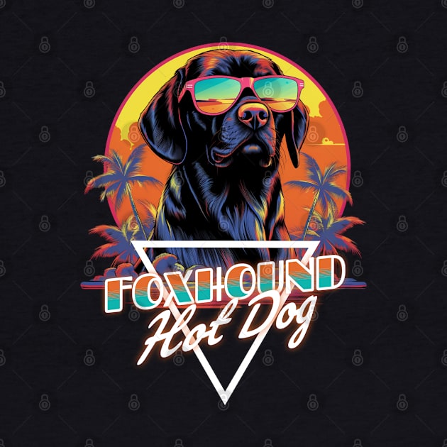 Retro Wave Foxhound Hot Dog Shirt by Miami Neon Designs